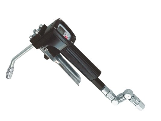 Piusi Greaster grease gun with counter (oz/lb, rigid nozzle, Z-shaped adapter), art: F0043600A.