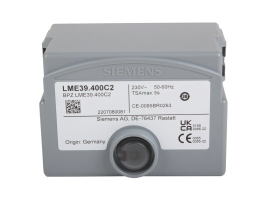 Siemens LME39.400C2 boiler automation system.